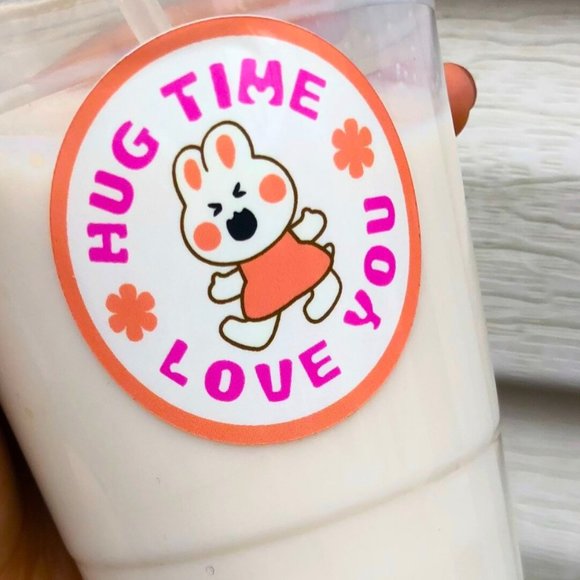 5PC Round Bunny Cute Sticker |Journals Sticker|Vinyl Sticker Cute Round Sticker - Picture 3 of 5